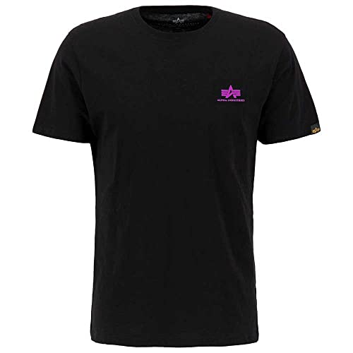 Alpha Industries Basic T Small Logo T-Shirt für Herren Black/Magenta von ALPHA INDUSTRIES