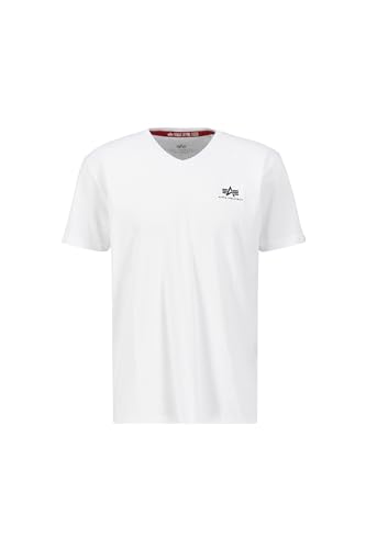 Alpha Industries Basic V-Neck T Small Logo T-Shirt für Herren White von ALPHA INDUSTRIES