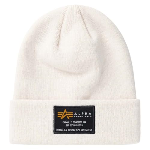 Alpha Industries Unisex Crew Strickmütze aus Acryl Beanie-Mütze, Jet Stream White, Einheitsgröße von ALPHA INDUSTRIES