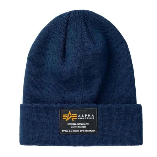 Alpha Industries Crew Beanie Strickmütze aus Acryl Ultra Navy von ALPHA INDUSTRIES