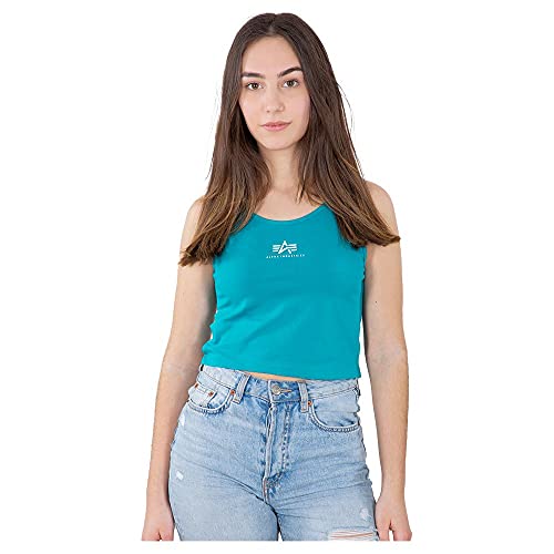 Alpha Industries Damen Basic Crop SL Wmn Tank Top T-Shirt, Blue Lagoon, L von Alpha Industries