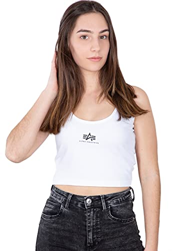 Alpha Industries Damen Basic Crop SL Wmn Tank Top T-Shirt, White, XS von ALPHA INDUSTRIES