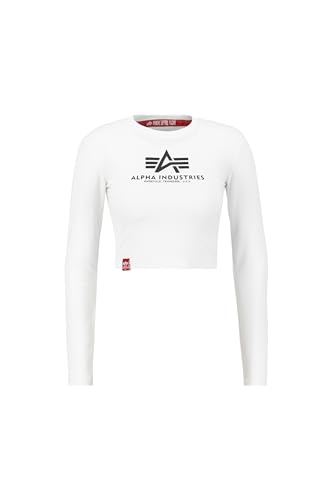 Alpha Industries Damen Basic Cropped LS, White, XS von Alpha Industries