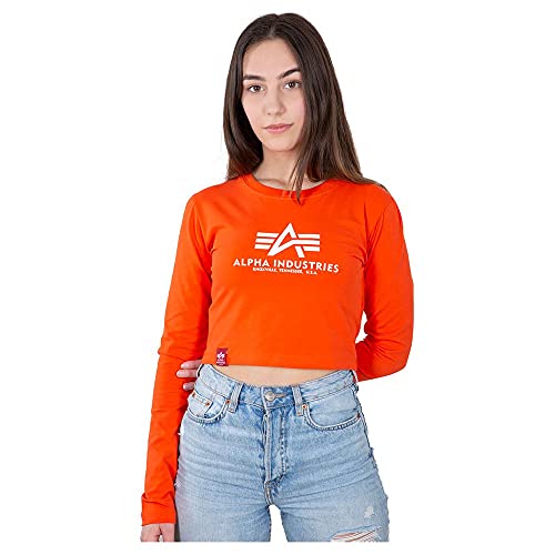 Alpha Industries Damen Basic Cropped LS Wmn Longsleeve T-Shirt, Atomic Red, S von Alpha Industries