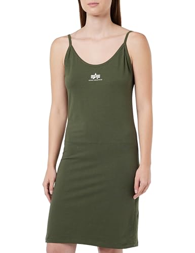 Alpha Industries Damen Basic Dress Small Logo Wmn Lässiges Freizeitkleid Kleid, Dark Olive, X von ALPHA INDUSTRIES
