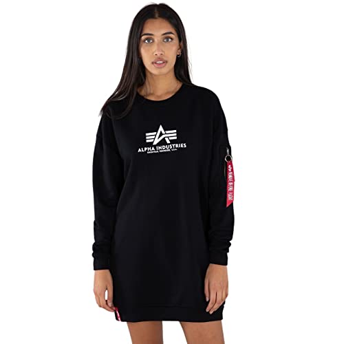 Alpha Industries Damen Basic Long Sweater OS Wmn Sweatshirt, Black, S von ALPHA INDUSTRIES