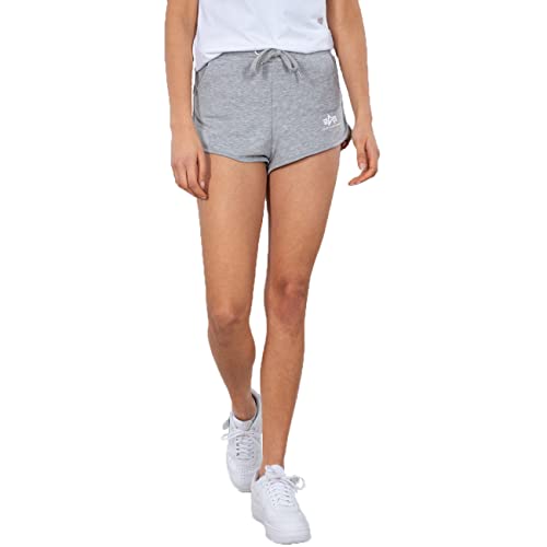 Alpha Industries Damen Basic SL Shorts, Greyheather/White, S von ALPHA INDUSTRIES