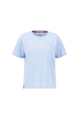 Alpha Industries Damen Basic T COS ML Foil Print T-Shirt, Light Blue, XS von ALPHA INDUSTRIES