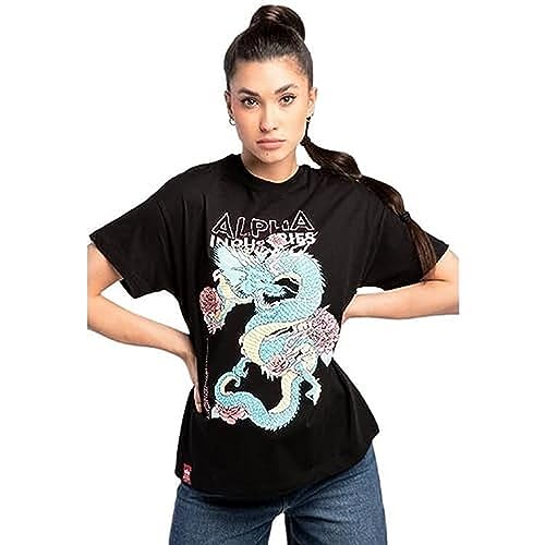 Alpha Industries Damen Heritage Dragon OS T Wmn T-Shirt, Black, Small von ALPHA INDUSTRIES