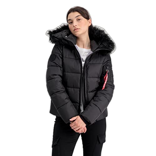 Alpha Industries Damen Hooded Puffer Alpha Wmn Winterjacke, Black, L von ALPHA INDUSTRIES