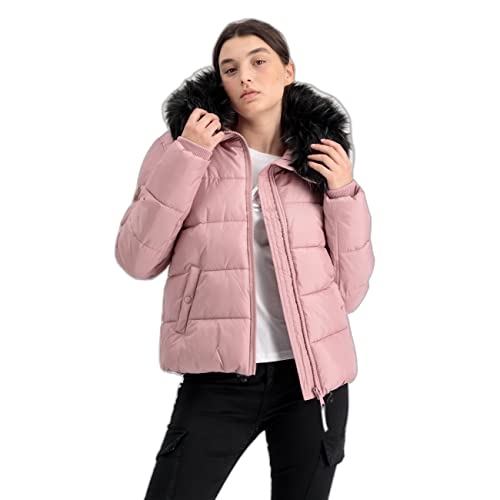 Alpha Industries Damen Hooded Puffer Alpha Wmn Winterjacke, Silver Pink, L von ALPHA INDUSTRIES