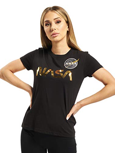 Alpha Industries Damen NASA PM T Wmn T-Shirt, Black/Gold, Large von ALPHA INDUSTRIES