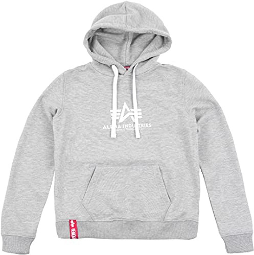 Alpha Industries Damen New Basic Hoodie Kapuzenpullover, Grey Heather, L von ALPHA INDUSTRIES