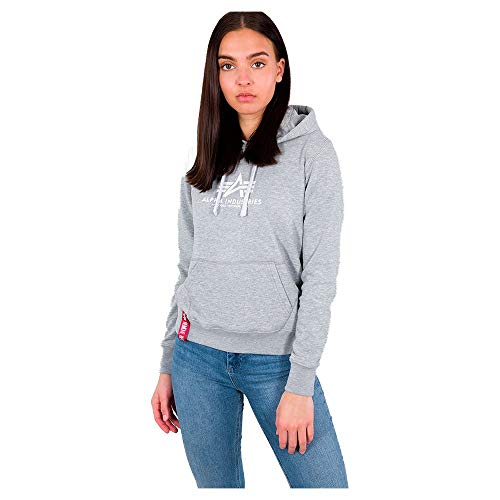 Alpha Industries Damen New Basic Hoodie Kapuzenpullover, Grey Heather, XL von ALPHA INDUSTRIES