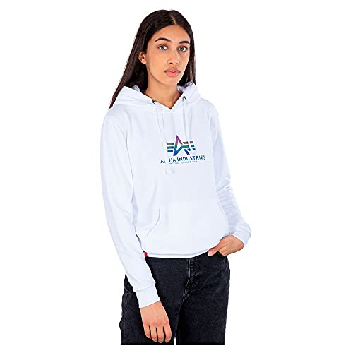 Alpha Industries Damen New Basic Hoody Rainbow Refl.Print Kapuzenpullover, Weiß, S EU von ALPHA INDUSTRIES