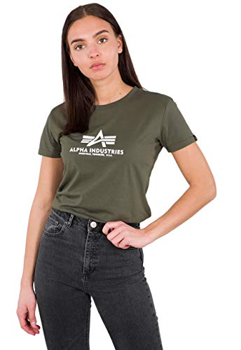 Alpha Industries Damen New Basic T-Shirt, Dark Olive, L von ALPHA INDUSTRIES