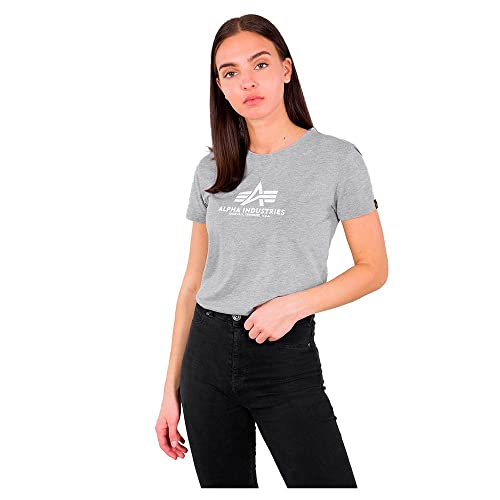 Alpha Industries Damen New Basic T Wmn T-Shirt, Greyheather/White, L von ALPHA INDUSTRIES