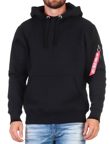 Alpha Industries EMB Hoody Kapuzensweat für Herren Black von ALPHA INDUSTRIES