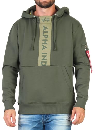 Alpha Industries Front Print Hoody Kapuzensweat für Herren Dark Olive von ALPHA INDUSTRIES