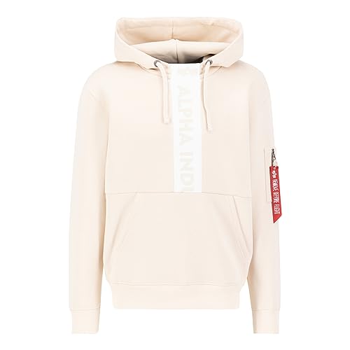 Alpha Industries Front Print Hoody Kapuzensweat für Herren Jet Stream White von ALPHA INDUSTRIES