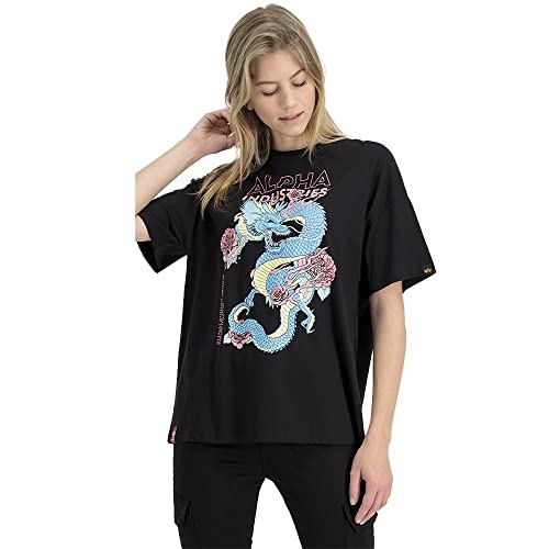 Alpha Industries Heritage Dragon OS T Wmn T-Shirt für Damen Black von ALPHA INDUSTRIES