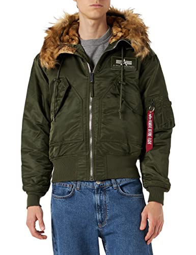 Alpha Industries Herren 45P Hooded Custom Bomberjacke, Dark Green, M von ALPHA INDUSTRIES