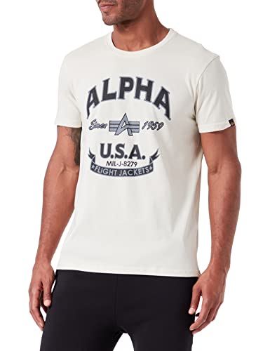 Alpha Industries Herren Alpha FJ T-Shirt, Vintage White, S von ALPHA INDUSTRIES