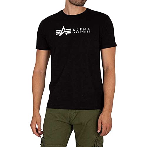 Alpha Industries Herren Alpha Label T 2 Pack T-Shirt, Black, L (2er Pack) von ALPHA INDUSTRIES