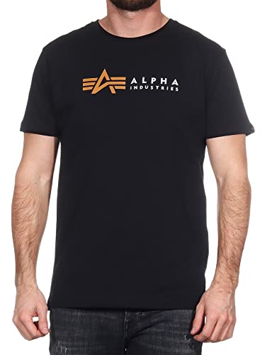 Alpha Industries Herren Alpha Label T-Shirt, Black, L von ALPHA INDUSTRIES