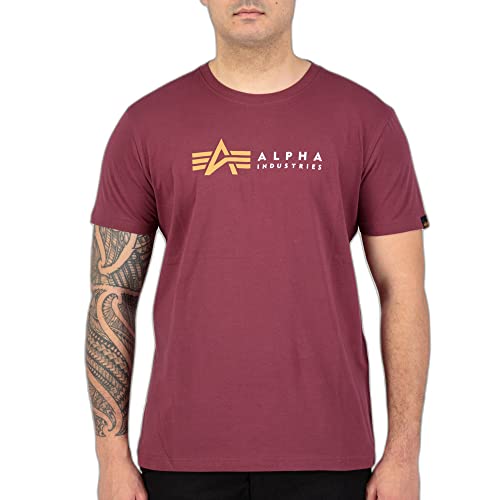 Alpha Industries Herren Alpha Label T-Shirt, Burgundy, XXL von ALPHA INDUSTRIES