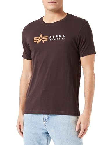 Alpha Industries Herren Alpha Label T-Shirt, Hunter Brown, XL von ALPHA INDUSTRIES