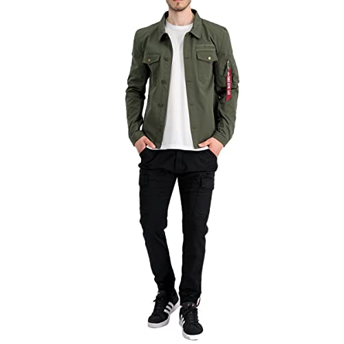 Alpha Industries Herren Alpha Overshirt, Dark Olive, M von ALPHA INDUSTRIES