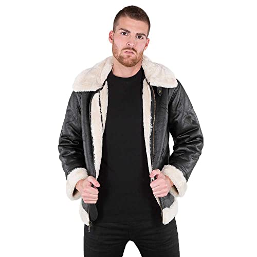Alpha Industries Herren B3 FL Lederjacke, Black, L von ALPHA INDUSTRIES