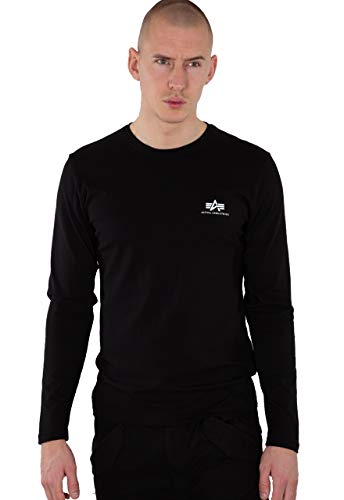 Alpha Industries Herren Back Print Heavy LS Longsleeve T-Shirt, Black, XL von ALPHA INDUSTRIES