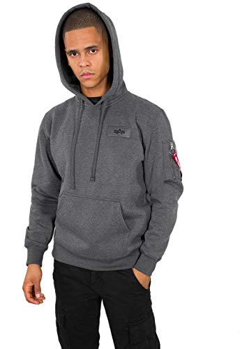Alpha Industries Herren Back Print Hoody Kapuzenpullover, Charcoal Heather, S von Alpha Industries
