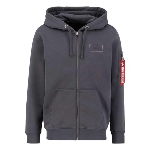 Alpha Industries Back Print Zip Hoody Kapuzensweat für Herren Vintage Grey von Alpha Industries