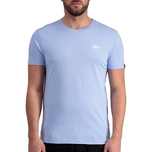 Alpha Industries Herren Backprint T-Shirt, Light Blue, 56 von ALPHA INDUSTRIES