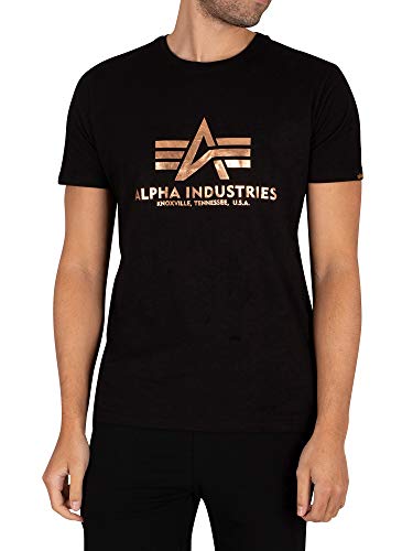 Alpha Industries Herren Basic Foil Print T-Shirt, Oliv, L Alpha Industries Herren Basic Foil Print T-Shirt, Oliv, L von ALPHA INDUSTRIES