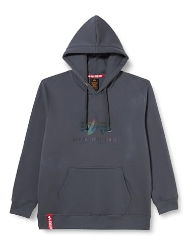 Alpha Industries Herren Basic Hoody Rainbow Ref. Print Kapuzensweat Kapuzenpullover, Greyblack, XXL von Alpha Industries