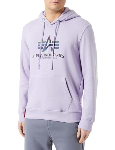 Alpha Industries Herren Basic Hoody Rainbow Ref. Print Kapuzensweat Kapuzenpullover, Pale Violet, M von ALPHA INDUSTRIES