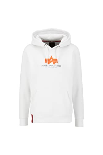 Alpha Industries Herren Basic Hoody Rubber Kapuzensweat Kapuzenpullover, White, L von ALPHA INDUSTRIES