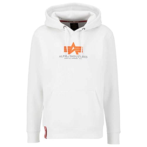 Alpha Industries Herren Basic Hoody Rubber Kapuzensweat Kapuzenpullover, White, L von ALPHA INDUSTRIES