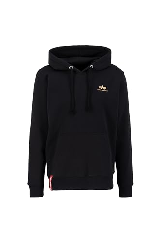 Alpha Industries Herren Basic Hoody Small Logo Foil Print Kapuzenpullover, Black/Gold, L von ALPHA INDUSTRIES