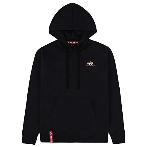 Alpha Industries Herren Basic Hoody Small Logo Foil Print, Black/Gold, L von Alpha Industries