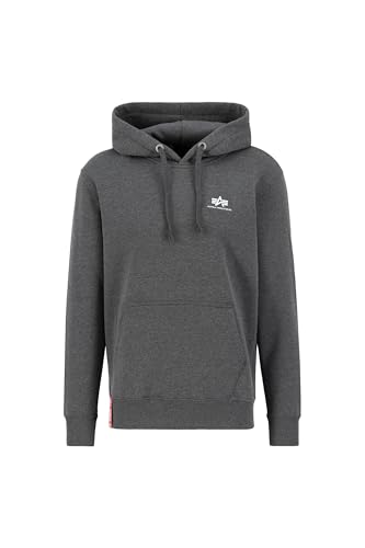 Alpha Industries Herren Basic Hoody Small Logo Kapuzenpullover, Charcoal Heather/White, XL von Alpha Industries
