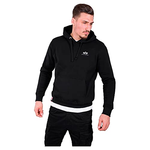 Alpha Industries Herren Basic Hoody Small Logo Kapuzensweat Kapuzenpullover, Black, M von Alpha Industries