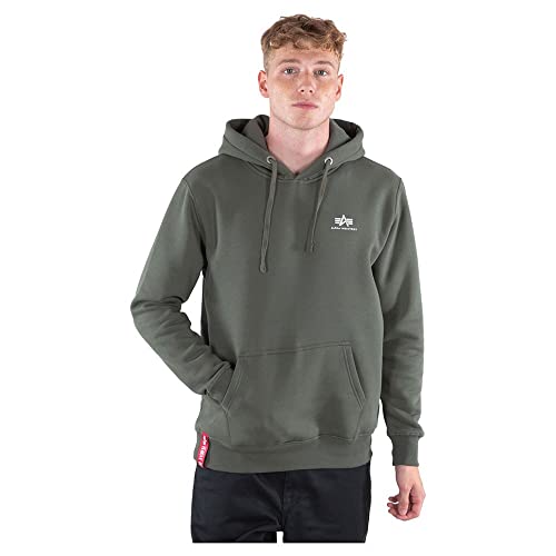 Alpha Industries Herren Basic Hoody Small Logo Kapuzensweat Kapuzenpullover, Dark Olive, M von ALPHA INDUSTRIES