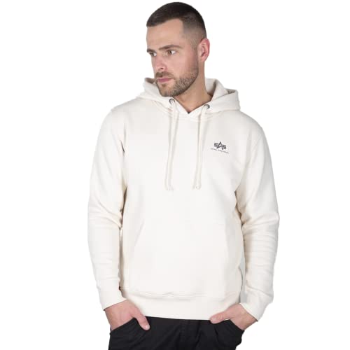 Alpha Industries Herren Basic Hoody Small Logo Kapuzensweat Kapuzenpullover, Jet Stream White, L von ALPHA INDUSTRIES