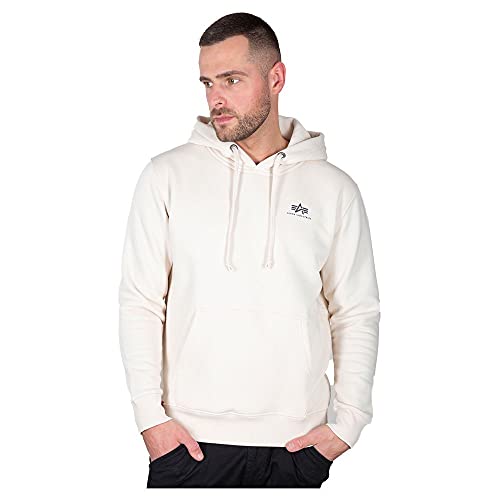Alpha Industries Herren Basic Hoody Small Logo Kapuzensweat Kapuzenpullover, Jet Stream White, S von Alpha Industries