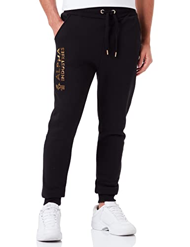 Alpha Industries Herren Basic Jogger AI Foil Print Jogginghose Trainingshose, Black/Yellow Gold, S von ALPHA INDUSTRIES